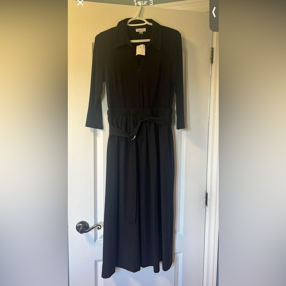Robe de soirée noir manches 3/4 Calvin Klein